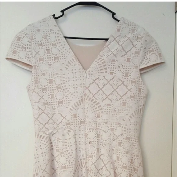 Anthropologie | White lace cap sleeve fit & flare dress - Picture 12 of 13